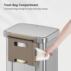 EKO Hudson Matte Stainless 75 Liter/20 Gallon Step Trash Can with Rear Trash …