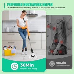 YKYI Electric Spin Scrubber, Cordless Power Scrubber Cleaning 44*16*7cm, Gray