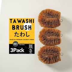 Pack of 3 Tawashi Vegetable Scrub Brush,100% Natural Coconut Coir Fiber