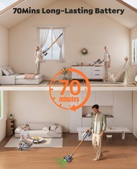 Ezytidy Cordless Vacuum Cleaner 55Kpa 650W 70Mins Stick Vacuum Cleaners For