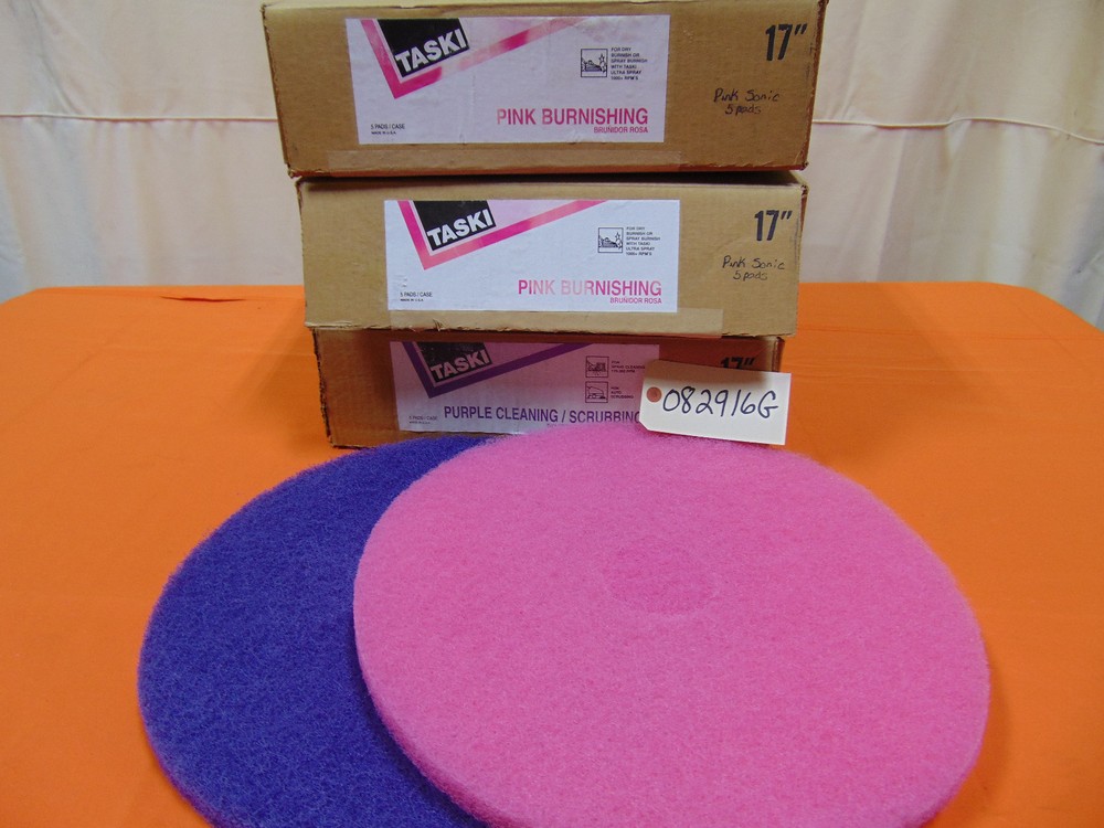 Taski 17″ Cleaning/Scrubbing Pads, Burnishing Pads – 15 pads total