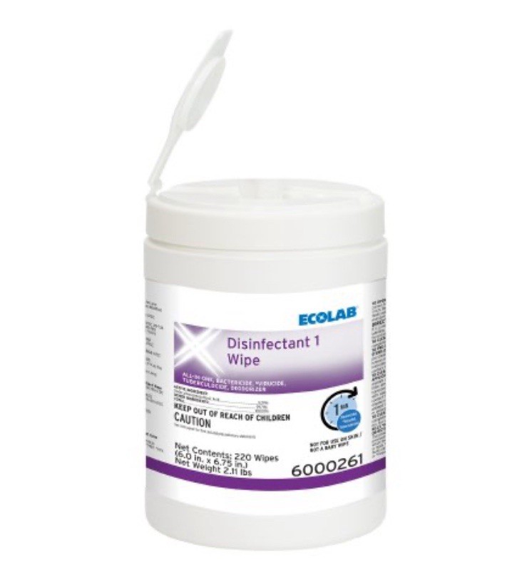 New Ecolab # 6000261 Disinfectant 1 Wipes [220/CN]