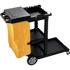 VEVOR Janitorial Trolley Cleaning Cart with PVC Bag and Cover for Housekeeping