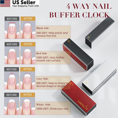 Canvalite Nail Buffer for Natural Nails, All in One 4 Way 9PCS, Red & Black