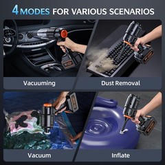 ZARIMI Car Vacuum Cordless 50000Pa, 2 Batteries, 6-in-1 Handheld Dust Buster