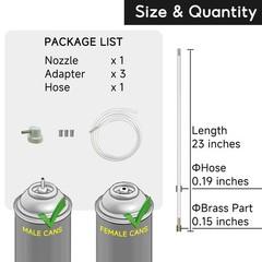 Przebzes Aerosol Can Extension Side Spray Nozzle Set, 23In Hose, Adapter, Wor…
