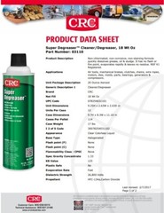 03110 Industrial Super Degreaser NSF certified K1 Aerosol 18 oz CRC Industries