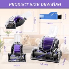 Upgraded Pet Hair Power Brush Tool Attachment 7.28 x 4.92 x 2.95 inch, Gray
