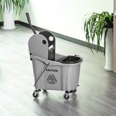 9.5 Gallon/36L Mop Bucket Wringer Cart w/ Down Press Wringer, Wheels, Mop Holder