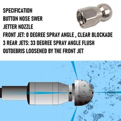 Hourleey Sewer Jetter Kit for Pressure Washer 100FT, Black-100 FT, Black