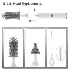 biqin Rechargeable Electric Bottle Brush Cleaner Set, 360° X-Large, White