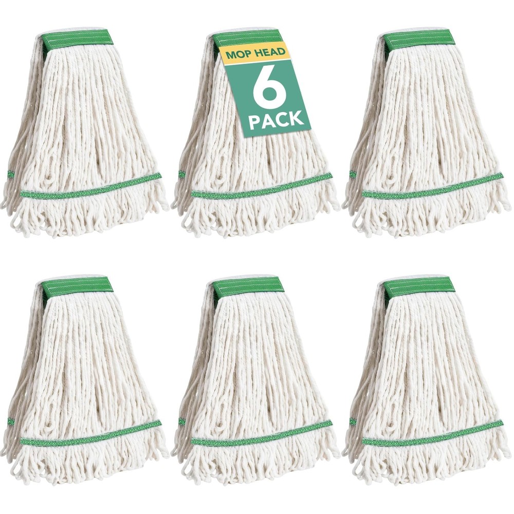 6 Pack Commercial Mop Head Replacement – Heavy Duty Mop Head for General a