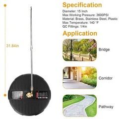 15″ Pressure Washer Surface Cleaner with 2 Extension Wand Quick Connect 3600PSI