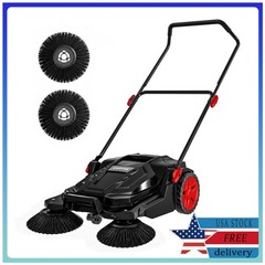 Walk-Behind Hand Push Floor Sweeper 25.6” Sweeping Width Manual Floor Sweeper