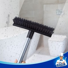 MR.SIGA Floor Scrub Brush with Long Handle, 2 in 1 8.7 x 48.4 inch, Gray