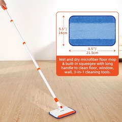 Baseboard Cleaner Tool with Handle, Extendable Long Handle 63 inches, Gray