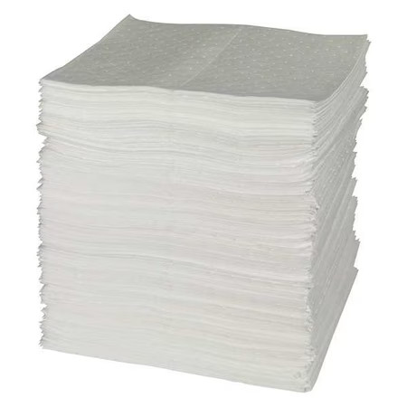 Brady Spc200 Sorbent Pad, 51 Gal, 15 In X 19 In, Oil, White, Polypropylene