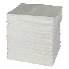 Brady Spc200 Sorbent Pad, 51 Gal, 15 In X 19 In, Oil, White, Polypropylene