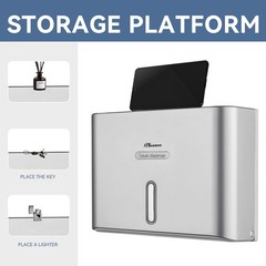 PLUSSEN Paper Towel Dispenser Wall Mount, Adhesive No Silver-PN6007, Silver