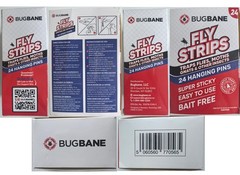 Fly Strips Indoor Sticky Hanging 24pk with Pins. Non Toxic 24pk, White