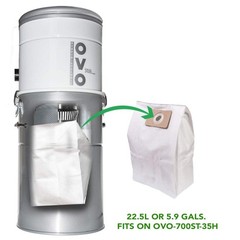 OVO Central Vacuum triple layer disposable filtration Bags, 22.5 L, White