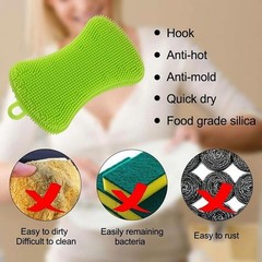 Silicone Sponge Dish Washing Kitchen Scrubber, 6 5*2.8*0.6inch, Multicolor