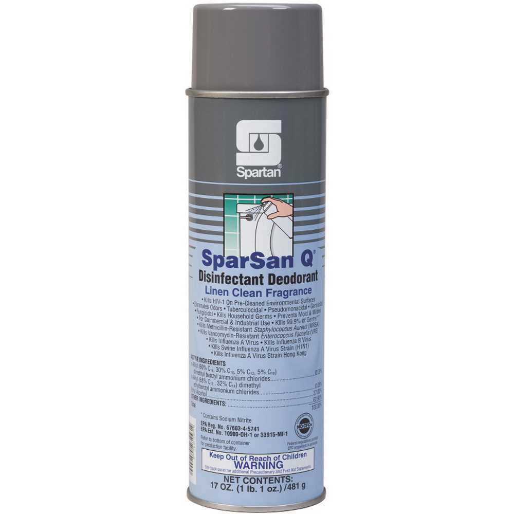 SparSan Q 17oz. Aerosol Can Linen Clean Scent Disinfectant Deodorant Clear