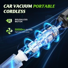 JiocoVino Cordless Car Vacuum Portable -Handheld Cleaner Green