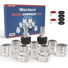 3/8″ Pressure Washer Quick Connect Kit, M22-14mm Swivel Fitting, 3/8″ Adapter…