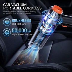 ZARIMI Car Vacuum Cordless 50000Pa, 2 Batteries, 6-in-1 Handheld Dust Buster