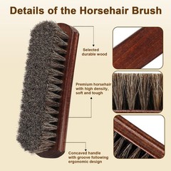 Professional 100% Horsehair Shoe Brush Premium Soft Horsehair Dauber Applicators