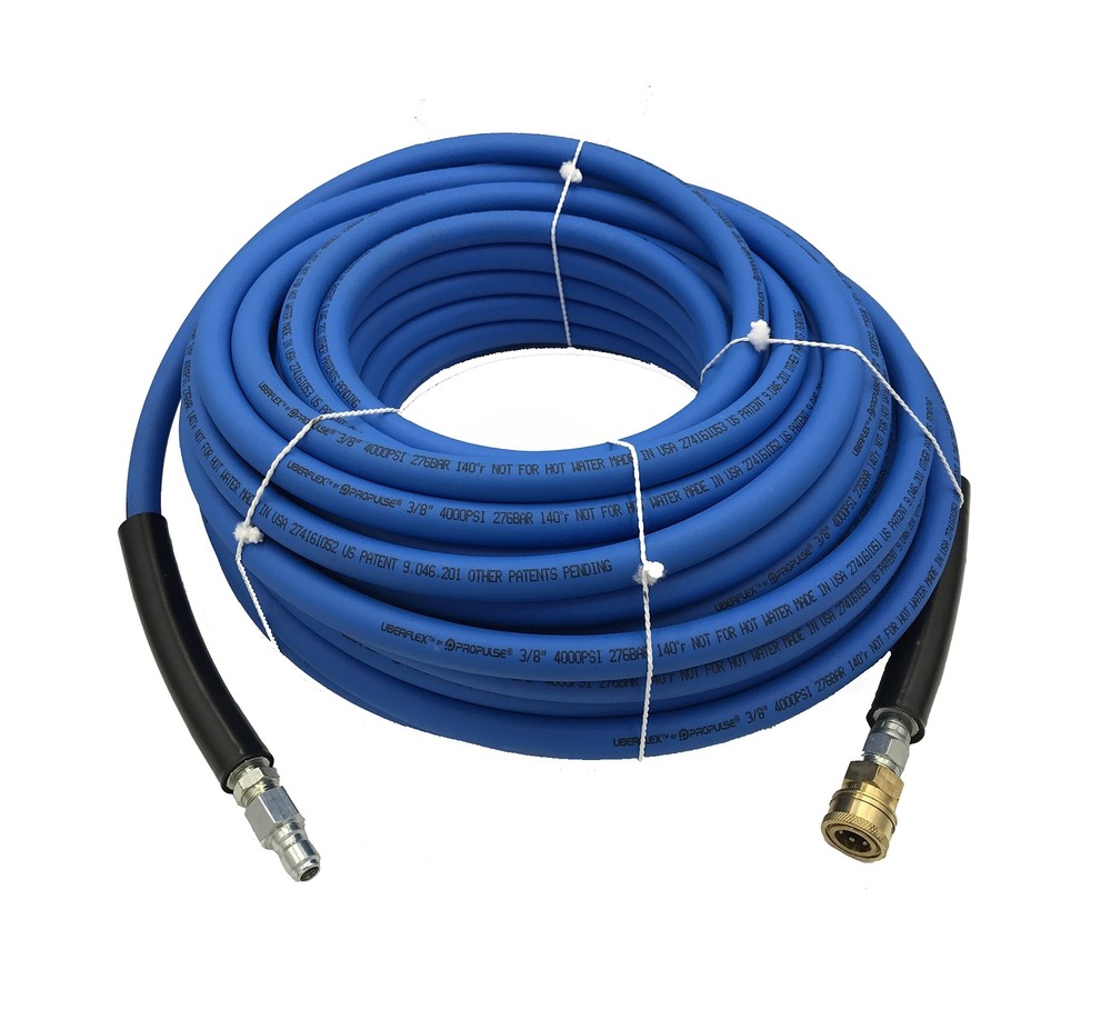 UBERFLEX 4,000 PSI 3/8″ x 100′ Blue Flexible & Light Weight Hose w/ QC Couplers