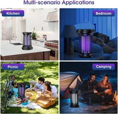 2 In 1 Solar Bug Zapper Rechargeable Outdoor Mosquito Zapper 4500V Waterproof US