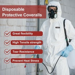Hazmat Suit Disposable Coverall | Heavy Duty Full Body Painters Suit in 7 Siz…