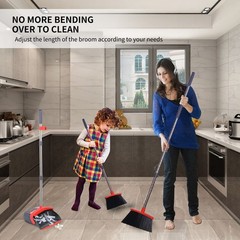 Broom with Dustpan Combo Set and 2 Piece Set, Purple&red