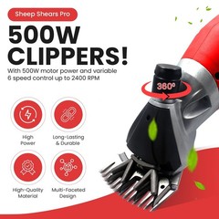 110V 500W Professional Heavy Duty Electric Shearing Clippers with 6 Speed, 2 …