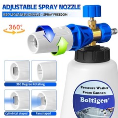 Boltigen Pressure Washer Foam Cannon with Dual Connector, 1L Thick 1 liter