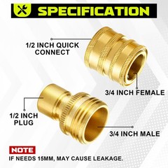 M MINGLE Ultimate Pressure Washer Adapter 3/8” Quick Connect Kit, Gold/Black