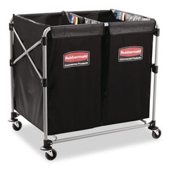 Rubbermaid Commercial 1881781 2-Compartment Collapsible Cart – Black/Silver New