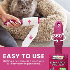 Metkix Refill for Lint Rollers 8 8 Refills (Total 800 Sheets), Pink