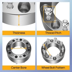 8×6.5 3in Forged Wheel Spacers 8Lug 14×1.5 Studs 126.15mm Hub 2PCS 2500 3500