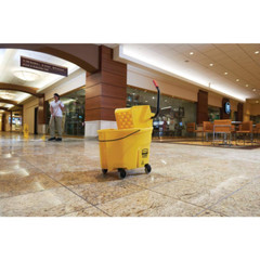 Plastic Mop Bucket with Wringer Commercial Products WaveBrake 8.75 Gallon Yellow