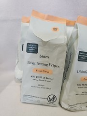 6 Biom Fresh Citrus Disinfecting Wipes 60 Count Refill Packs Compostable 🟢
