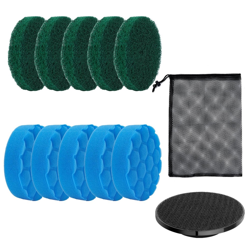 Electric Spin Scrubber Replacement Brush Heads Set, 10 Piece Black/Blue/Green