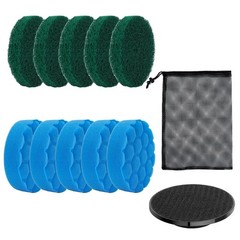 Electric Spin Scrubber Replacement Brush Heads Set, 10 Piece Black/Blue/Green
