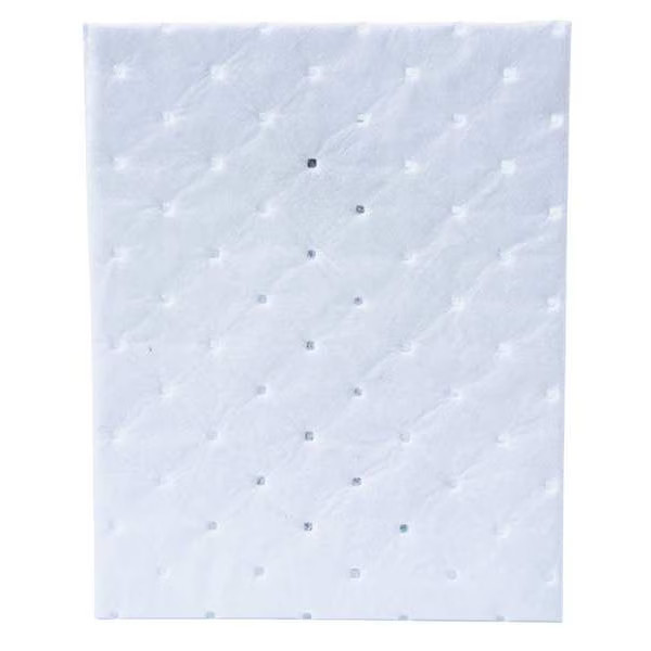 Brady Sorbent Pad, 5 gal, 7 1/2 in x 10 in, Oil, White, 100 PK SRPO100 Brady