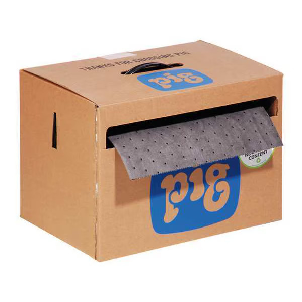 Pig Sorbent Roll, 9 gal, 15 in x 150 ft, , Gray, Polypropylene MAT141 Pig MAT141