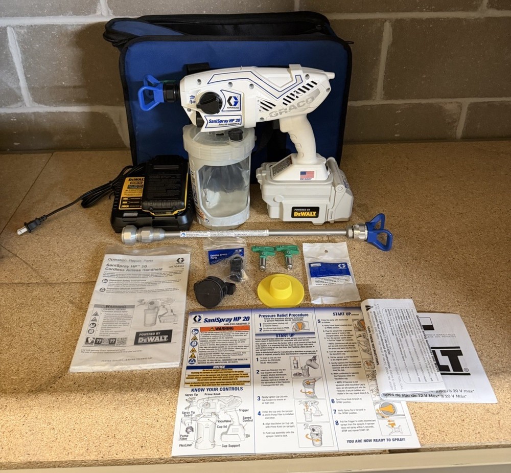 Graco SaniSpray HP20 3A7649D Cordless Handheld Sprayer w/ 2 batteries/charger