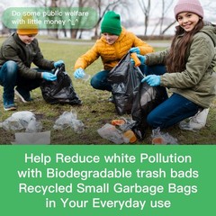 3 Gallon Compostable Trash Bags – Black Small Garbage Bag Bulk 200 Count Heav…