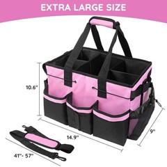 ZKOO Large Cleaning Caddy Bag with Handle, Built-in Sturdy Extra Large, Pink